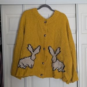Anthropologie Mustard Yellow Bunny Cardigan